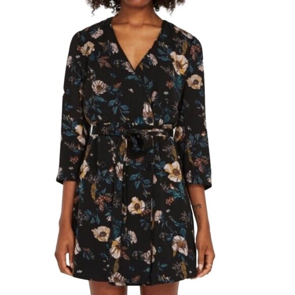 Frank & Oak Floral Black Mini Dress - Picture 1 of 13